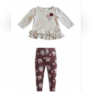 Kids Headquarters Girls Floral Embroidered Top and Leggings Set NWT 3-6 Months